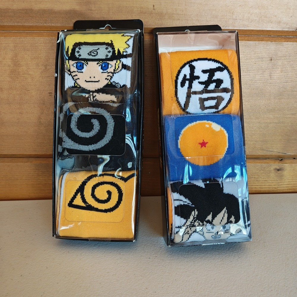 Naruto Shippuden Dragon Ball Super Men's 6 Pair Crew Socks Size 8-12 BioWorld C2